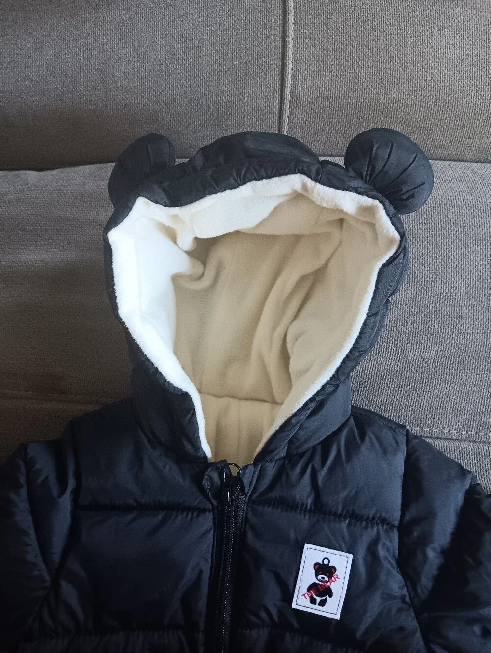 Kids Black Puffer Snowsuit with Hood